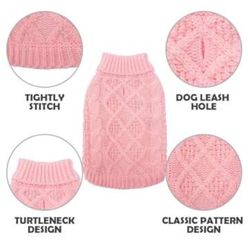 Mihachi Turtleneck Dog Sweater - Cozy Cable Knit Apparel