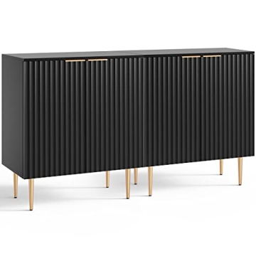 SICOTAS Sideboard Buffet Storage Cabinet Set of 2, Modern Credenza Buffet Table Accent Cabinet with ...