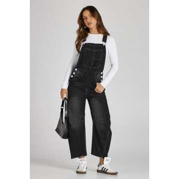 Plnotme Women Denim Bib Overalls Stylish Adjustable Straps