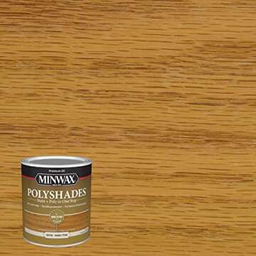 1 qt Minwax 61310 Honey Pine PolyShades Wood Stain And Polyurethane, Satin