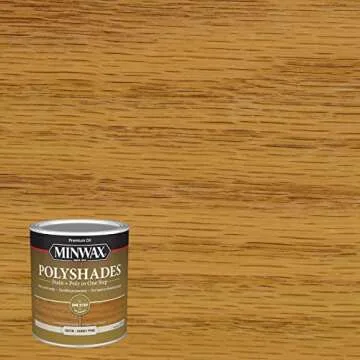 1 qt Minwax 61310 Honey Pine PolyShades Wood Stain And Polyurethane, Satin