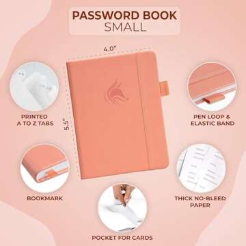 Clever Fox Password Book with Alphabetical tabs. Internet Address Organizer Logbook. Small Pocket Pa...