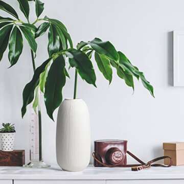 Portsea Lines Clay Vase - 10" Ceramic Flower Vase in White