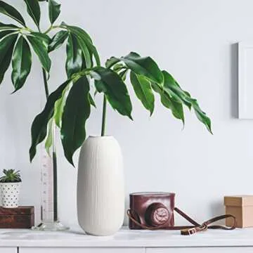 Portsea Lines Clay Vase - 10" Ceramic Flower Vase in White