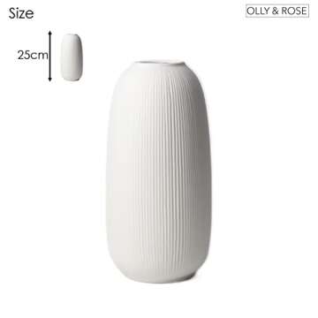 Portsea Lines Clay Vase - 10" Ceramic Flower Vase in White