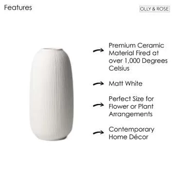 Portsea Lines Clay Vase - 10" Ceramic Flower Vase in White
