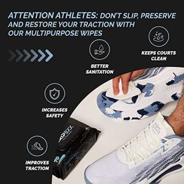 GRIPEXX - 70 Shoe Wipes, Removes Dirt, Grime & Provides Traction, 2 in 1 Multipurpose Sneaker Wipes for Basketball Shoe Grip & Sneakerheads. Shoe Cleaner Wipes and Basketball Grip Spray Alternative