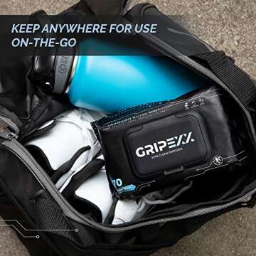 GRIPEXX - 70 Shoe Wipes, Removes Dirt, Grime & Provides Traction, 2 in 1 Multipurpose Sneaker Wipes for Basketball Shoe Grip & Sneakerheads. Shoe Cleaner Wipes and Basketball Grip Spray Alternative