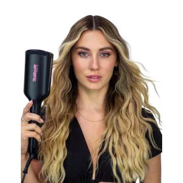 Trademark Beauty Hair Waver - Double Barrel Hair Crimper, Beach Waves Curling Iron, Babe Waves X, Ad...