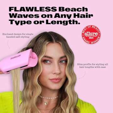 Trademark Beauty Hair Waver - Double Barrel Hair Crimper, Beach Waves Curling Iron, Babe Waves X, Adjustable Temperature Hair Curler, Hair Styling Tools, 1.25" - Black