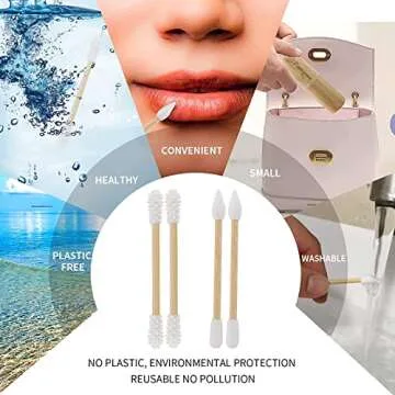Pampoo 4PCS Plastic Free Reusable Qtips with Bamboo Carrying Case丨Reusable Cotton Swab Qtip Zero Waste Packaging丨Strengthen Thick Bamboo Stick丨Eco Friendly Bamboo Qtips Sustainable Set