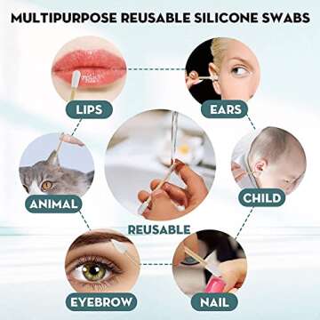 Pampoo 4PCS Plastic Free Reusable Qtips with Bamboo Carrying Case丨Reusable Cotton Swab Qtip Zero Waste Packaging丨Strengthen Thick Bamboo Stick丨Eco Friendly Bamboo Qtips Sustainable Set