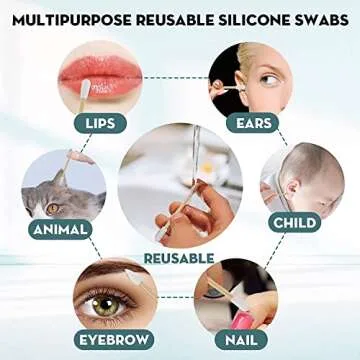 Pampoo 4PCS Plastic Free Reusable Qtips with Bamboo Carrying Case丨Reusable Cotton Swab Qtip Zero Waste Packaging丨Strengthen Thick Bamboo Stick丨Eco Friendly Bamboo Qtips Sustainable Set