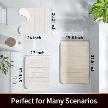 Yimobra Memory Foam Bath Mat Rug, 24 x 17 Inches, Comfortable, Soft, Non-Slip, Super Absorbent, Quic...