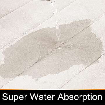 Yimobra Memory Foam Bath Mat Rug, 24 x 17 Inches, Comfortable, Soft, Non-Slip, Super Absorbent, Quick Drying Bathroom Rug for Floor, Tub & Shower, Machine Washable, Thick, Cream