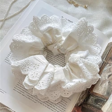 Large White Lace Scrunchies for Chic Hair Styling