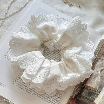 Large White Lace Scrunchies for Chic Hair Styling