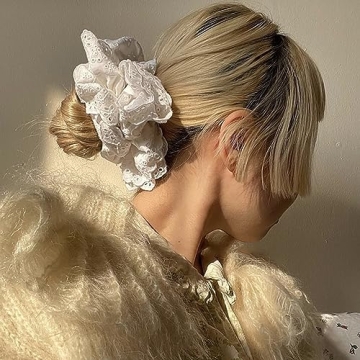 Large White Lace Scrunchies for Chic Hair Styling