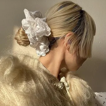Large White Lace Scrunchies for Chic Hair Styling
