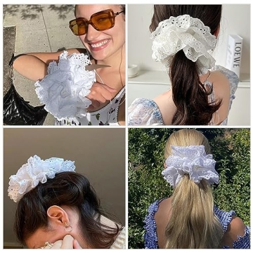Large White Lace Scrunchies for Chic Hair Styling