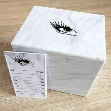 10 Layers Acrylic Eyelash Storage Box,Eyelash Holder Extension Tool,Makeup Organizer False Eyelashes Glue Pallet Holder, Grafting Eye lashes Close-Packed Display with 10 Pallets (Marble)