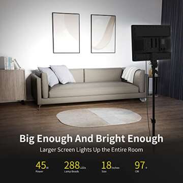 RALENO 45W Led Video Light,18'' Panel Lighting with 2.4G Remote, CRI 97+ Bi-Color 3200-5600K Dimmable on Camera Light, Continuous Output Lighting for Game/YouTube/Zoom/Photography/Studio