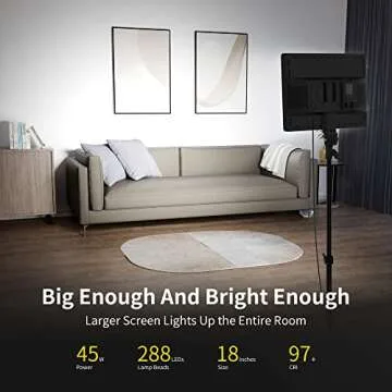 RALENO 45W Led Video Light,18'' Panel Lighting with 2.4G Remote, CRI 97+ Bi-Color 3200-5600K Dimmable on Camera Light, Continuous Output Lighting for Game/YouTube/Zoom/Photography/Studio