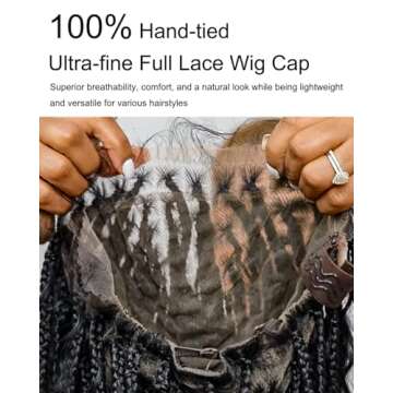 JALIZA Braided Wigs for Black Women 24" HD Full Lace Lightweight Tangleless Human Hair Boho Box braids Wig Full Hand Tied - 121 strands - Honey Blond