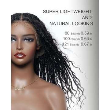 JALIZA Braided Wigs for Black Women 24" HD Full Lace Lightweight Tangleless Human Hair Boho Box braids Wig Full Hand Tied - 121 strands - Honey Blond