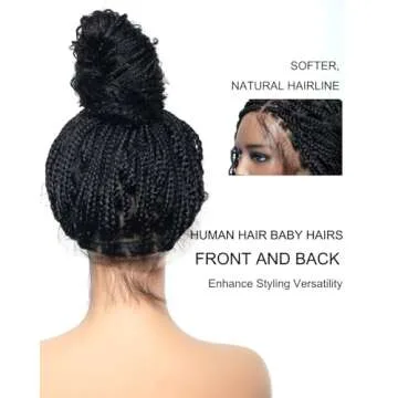 JALIZA Braided Wigs for Black Women 24" HD Full Lace Lightweight Tangleless Human Hair Boho Box braids Wig Full Hand Tied - 121 strands - Honey Blond