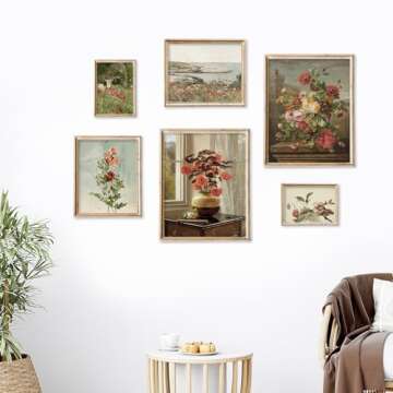 AnyDesign Spring Flower Gallery Wall Art Prints Set Vintage Oil Painting Floral Posters Retro Paper Wall Arts for Living Room Bedroom Decor, 9 Sheet, Multiple Conventional Sizes, Unframed