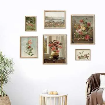 AnyDesign Spring Flower Gallery Wall Art Prints Set Vintage Oil Painting Floral Posters Retro Paper Wall Arts for Living Room Bedroom Decor, 9 Sheet, Multiple Conventional Sizes, Unframed