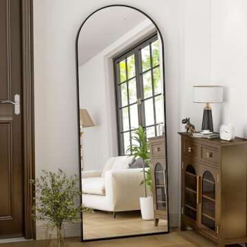 HARRITPURE 64"x21" Full Length Mirror Arched Full Mirror Free Standing Leaning Mirror Wall-Mounted M...