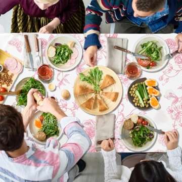 HAKOTI Pink Floral Tablecloth, 54 x 108 Inch Vintage Pink Toile Tablecloth Floral Disposable Tablecloth Pink Flower Pink Toile Table Cloth, Pink Floral Table Cover for Wedding Bridal Tea Party