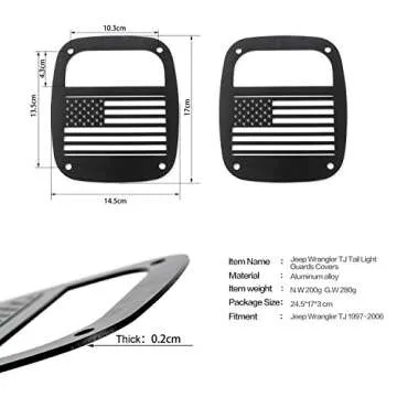 RT-TCZ Metal Tail Light Guards Covers for Rear Taillights 1987-2006 Jeep Wrangler YJ TJ Accessories (TJ-US Flag)