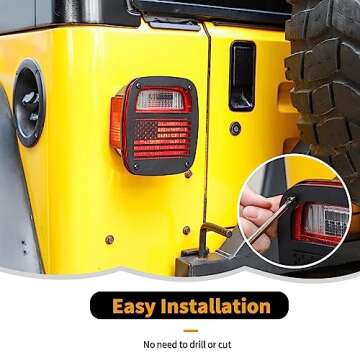 RT-TCZ Metal Tail Light Guards Covers for Rear Taillights 1987-2006 Jeep Wrangler YJ TJ Accessories (TJ-US Flag)