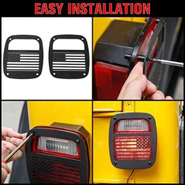 RT-TCZ Metal Tail Light Guards Covers for Rear Taillights 1987-2006 Jeep Wrangler YJ TJ Accessories (TJ-US Flag)
