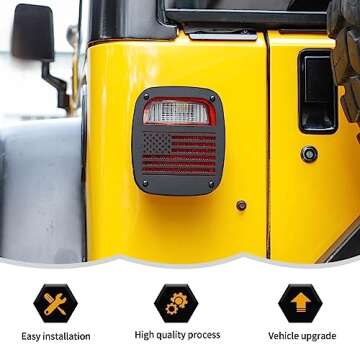 RT-TCZ Metal Tail Light Guards Covers for Rear Taillights 1987-2006 Jeep Wrangler YJ TJ Accessories (TJ-US Flag)