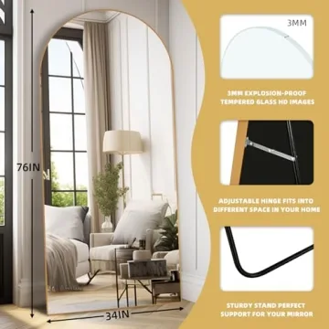ZHUNFA Arched Full Length Mirror - Elegant Oversized Design