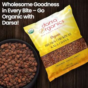 Darsa Organics Black Chickpeas Lentils, Kala Chana Dal, 2 lb USDA Organic Brown Garbanzo Beans, Non-GMO, Ideal for Vegan & Gluten-Free Diets, Chemical-Free Food Grade Pouch