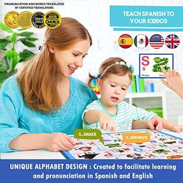 Bilingual Alphabet Learning Toys for Toddlers 2-4 Years and Older, Interactive Electronic Poster Tha...