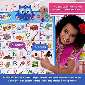 Bilingual Alphabet Learning Toys for Toddlers 2-4 Years and Older, Interactive Electronic Poster That are Essential Homeschool Supplies in English & Spanish: Juguetes para Niñas y Niños