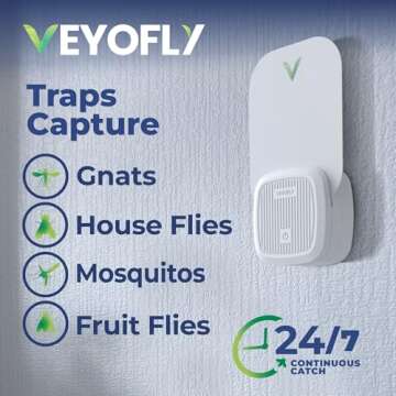 VEYOFLY Fly Trap Indoor, Fruit Fly Traps for Indoors, (1 Device + 3 Refills) Gnat Traps for House In...