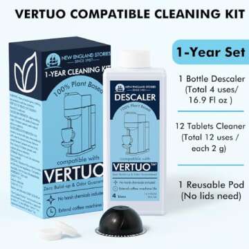(12 Months Supply) Nespresso Compatible Vertuo Descaling Kit, Odorless Coffee Brewer Machine Descale...