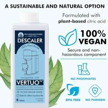 (12 Months Supply) Nespresso Compatible Vertuo Descaling Kit, Odorless Coffee Brewer Machine Descaler Set, Liquid Descaling Solution for Nespresso, Includes Reusable Pod and 12 Cleaning Tablets