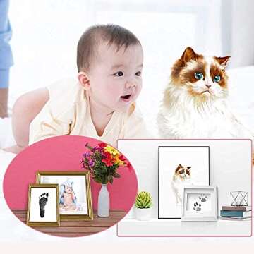 WEWESGAO Baby Footprint Handprint Kit, 2 Pack Large Dog Paw Print Pad Kit Clean Touch Ink Pad for Ne...