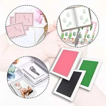 WEWESGAO Baby Footprint Handprint Kit, 2 Pack Large Dog Paw Print Pad Kit Clean Touch Ink Pad for Newborn,Kids,Toddler and Pet - with 4 Cards (Black, Large Size)