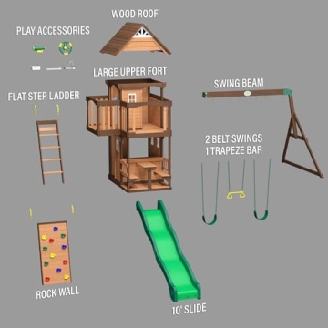 Backyard Discovery Cedar Playset with Slide and Kitchen