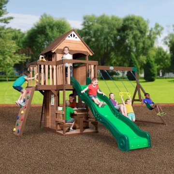 Backyard Discovery Cedar Playset with Slide and Kitchen