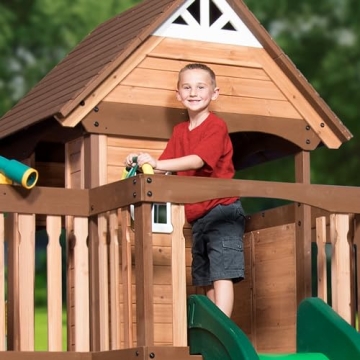 Backyard Discovery Cedar Playset with Slide and Kitchen